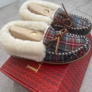 L.L. Bean Women's Plaid and Cream Slippers